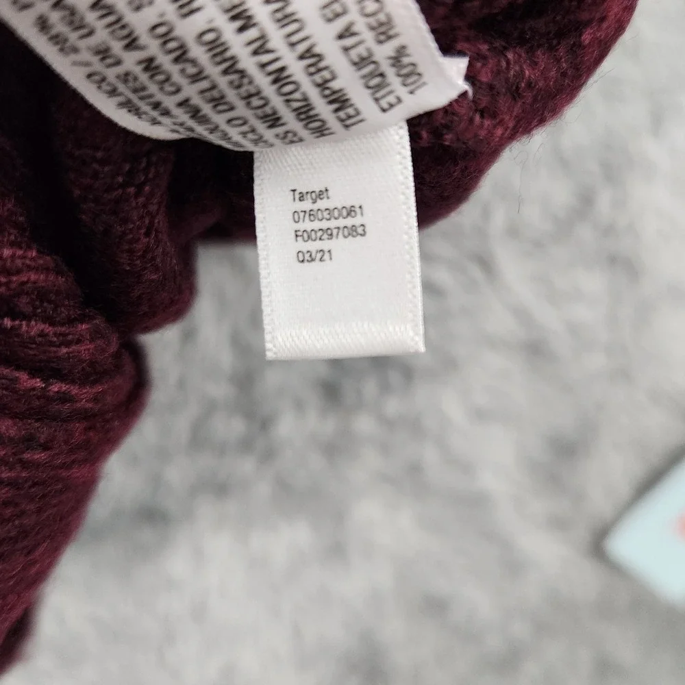 Cat & Jack Sweater Kids M 8/10 Burgundy Full Zip Hooded Fair Isle Geometric Knit
